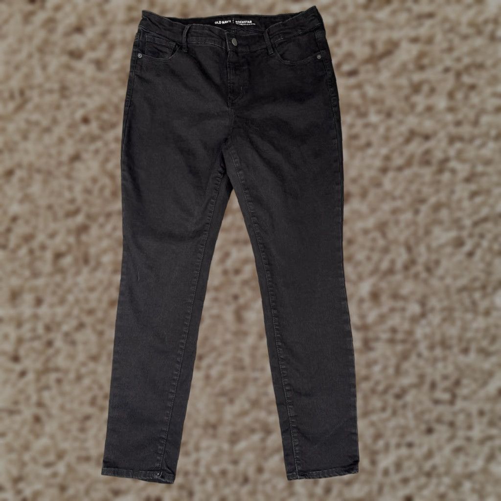 Old Navy Old Navy Jeans Womens 14 Regular Black Rockstar Mid Rise Skinny Stretch Denim Shirt? Size 36" / US 14 / IT 50 - 1 Thumbnail