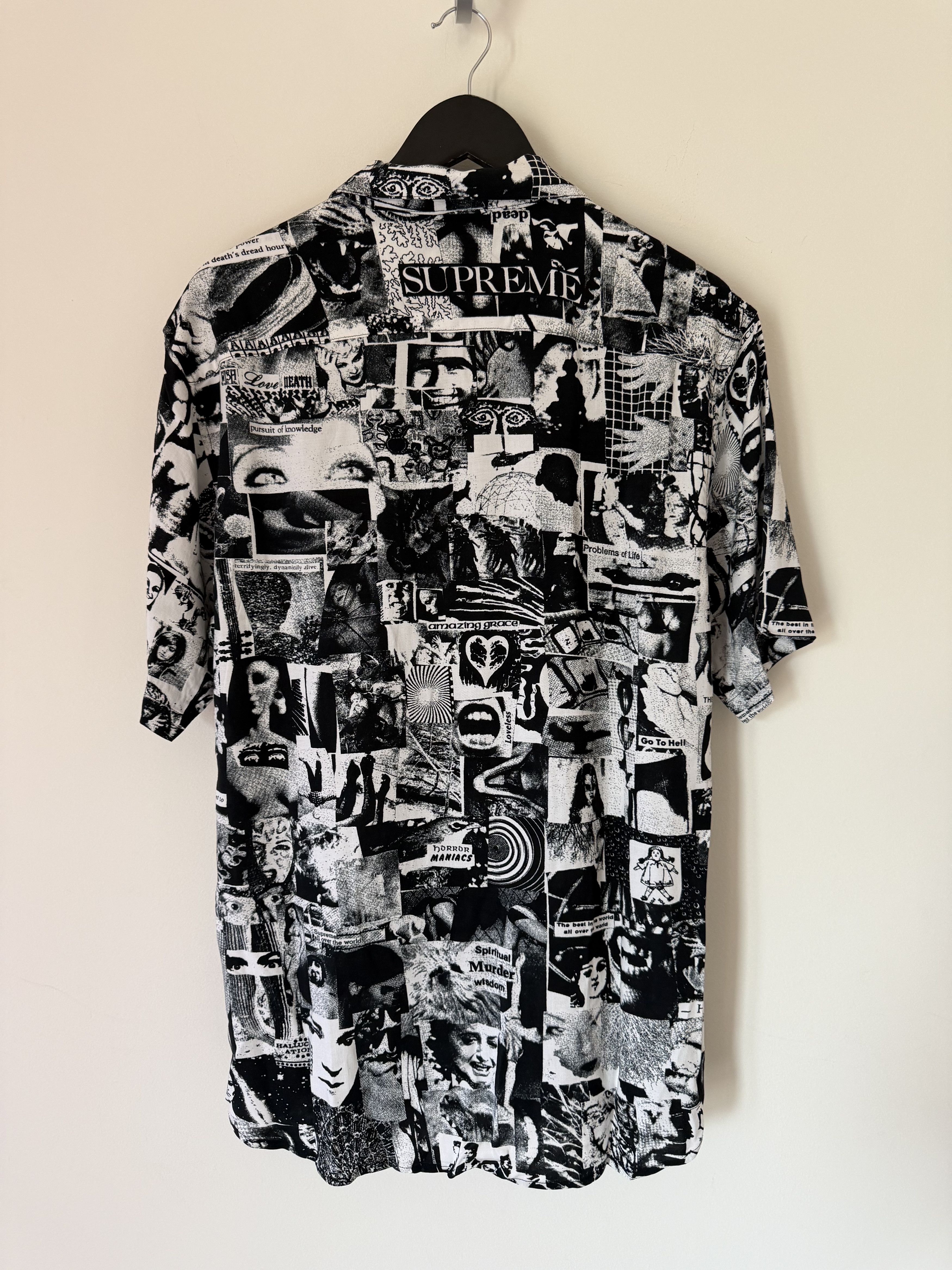 Supreme Suprem Vibrations Rayon Button Up Shirt in White Black Size US XL / EU 56 / 4 - 5 Thumbnail