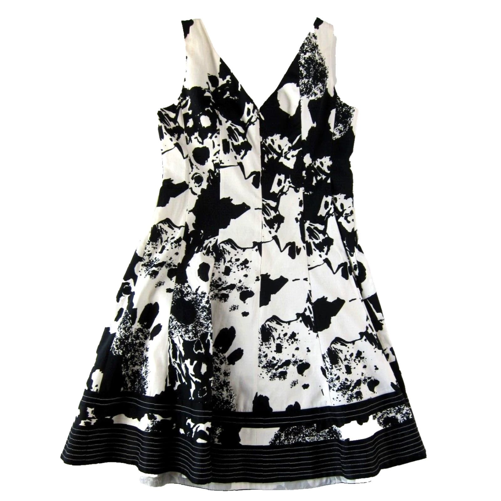 Nine West Nine West Black White Floral Cotton Sleeveless Sheath Tank Sun Dress Size 8 Size M / US 6-8 / IT 42-44 - 2 Thumbnail