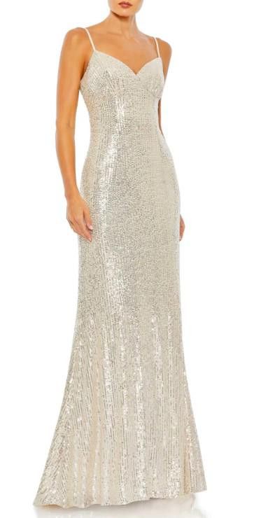 image of Designer NWT Mac Duggal Sequined Sleeveless Gown Msrp $358, Size 0 in Gold, Women's