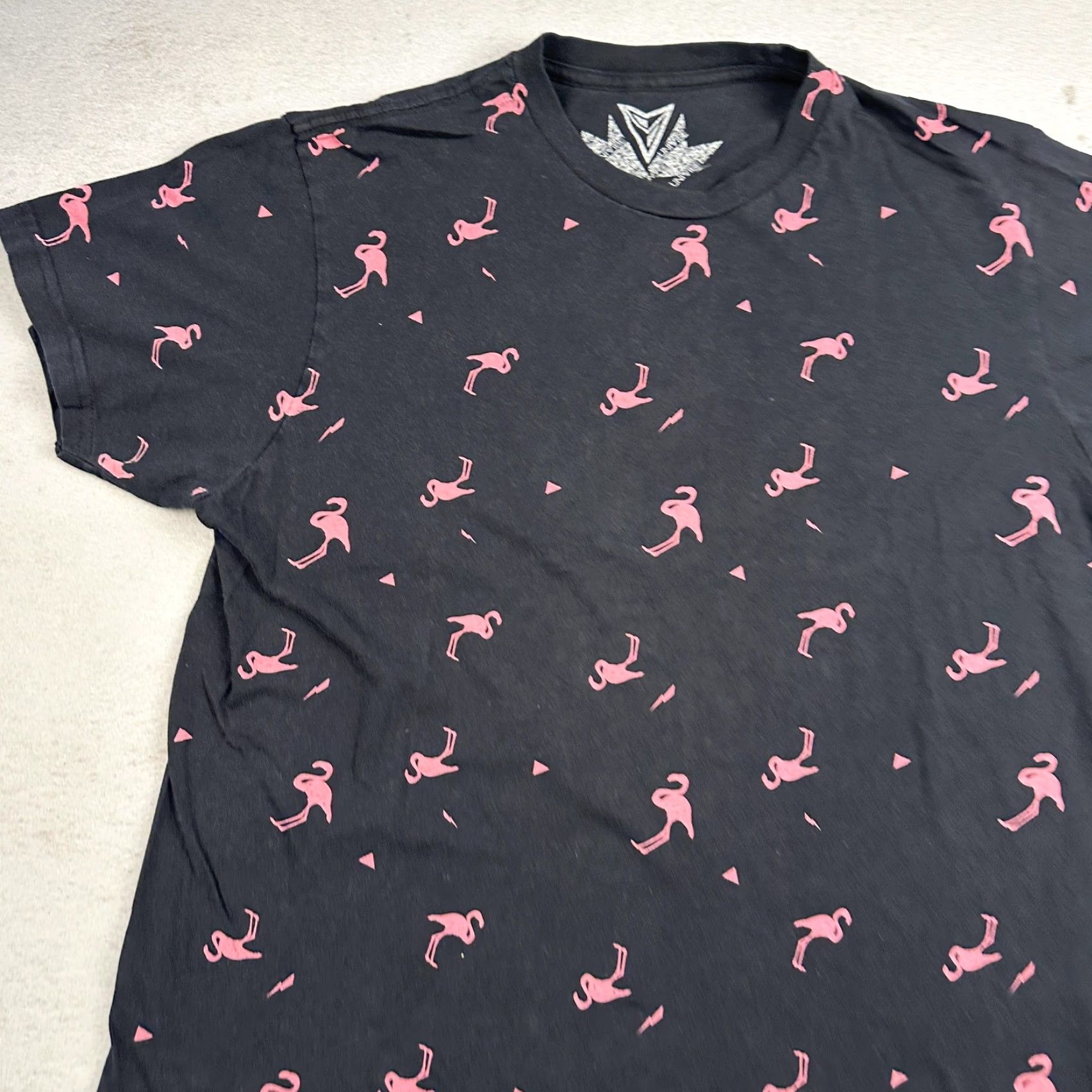 Univibe Univibe Shirt Mens Large Black Pink Flamingo All Over Print Graphic Tee Size US L / EU 52-54 / 3 - 3 Thumbnail