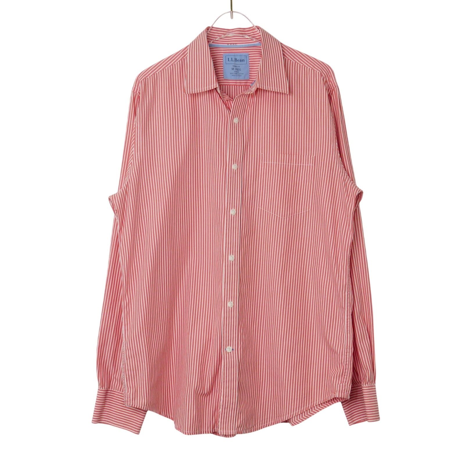 L.L. Bean L.L. Bean Trim Fit Pink Striped Button Down Shirt Medium Size US M / EU 48-50 / 2 - 1 Thumbnail
