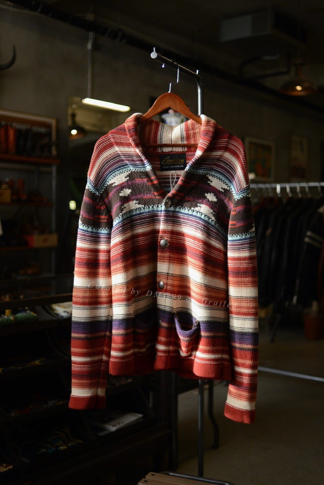 Vintage Indian Motorcycle Navajo Totem Knit Cardigan Size US L / EU 52-54 / 3 - 1 Thumbnail