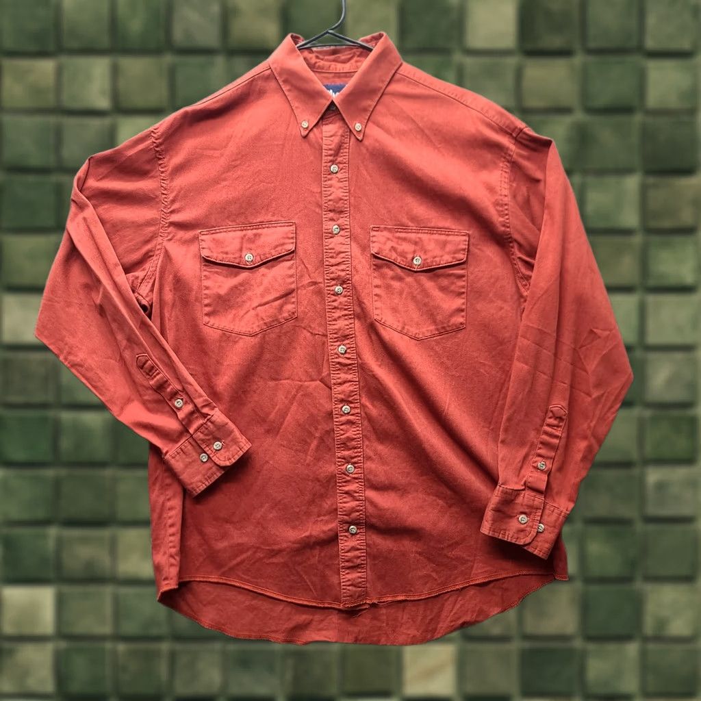 Wrangler VINTAGE Wrangler Shirt Mens L 16 1/2-34 Brushpopper X Long Tails Western Cowboy Button-Up Shirt Red Cotton Canvas Western Theme Mens Size US L / EU 52-54 / 3 - 1 Thumbnail