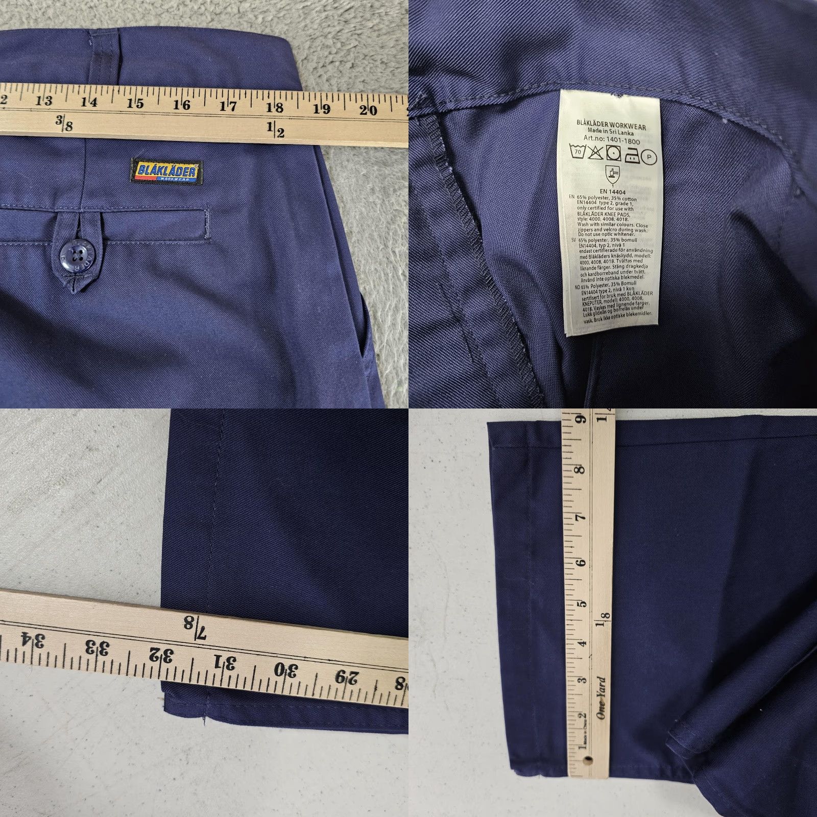 Vintage Blaklader Work Pants Mens 37x32 Blue Cargo Workwear Utility Polyester Cotton Pants Straight Leg 65/35 Pockets Logo Size US 37 - 8 Thumbnail
