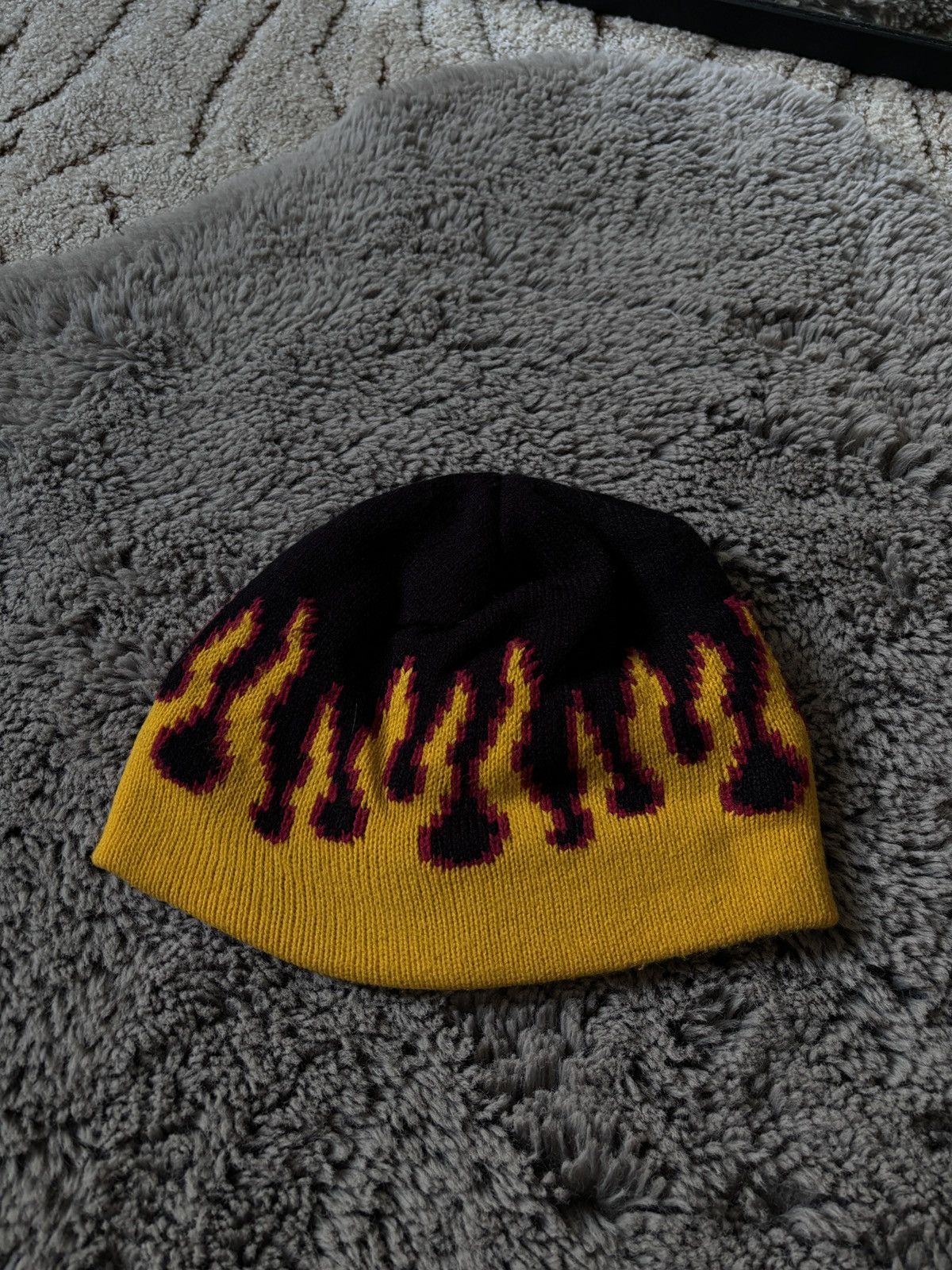 Japanese Brand Y2K Fire Flame Pattern Beanie skate Hat USA Size ONE SIZE - 3 Thumbnail