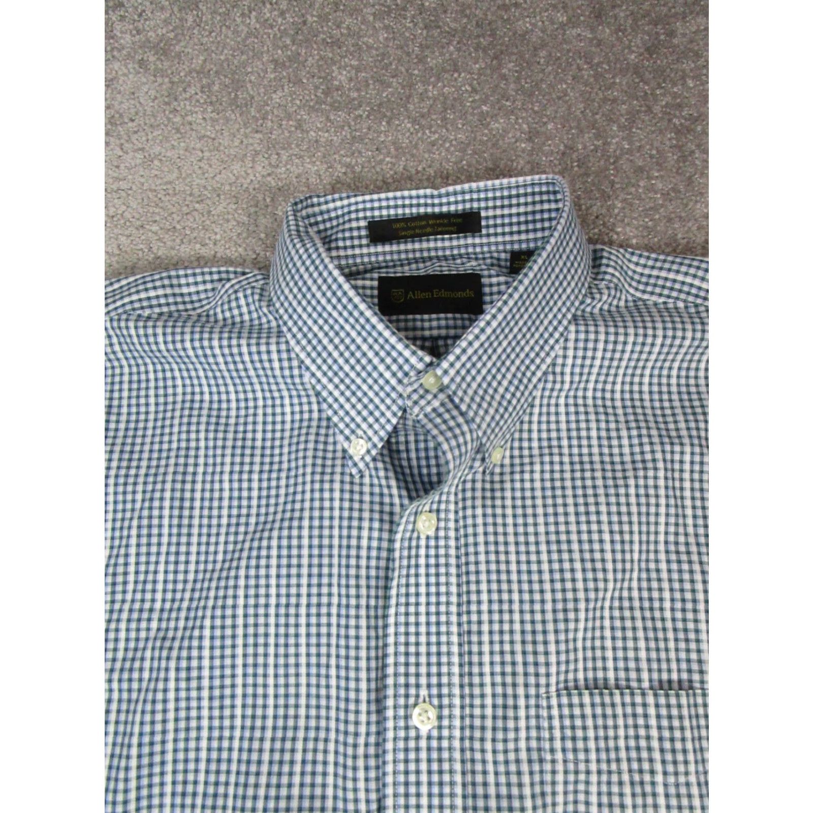 Vintage Allen Edmonds Shirt Mens XL Blue Cotton Button-Up Check Size US XL / EU 56 / 4 - 2 Thumbnail