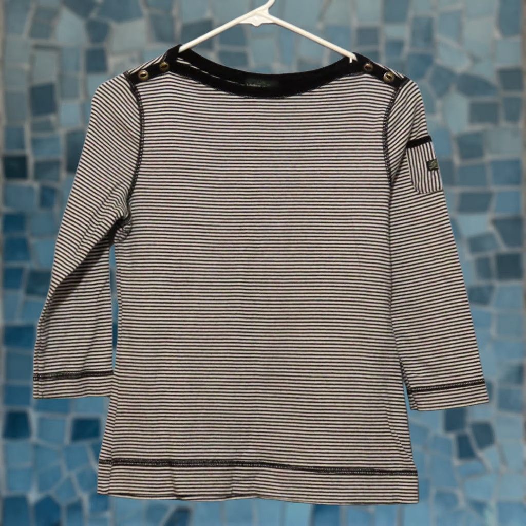 Ralph Lauren Ralph Lauren Black White Striped Knit Boat Neck 3/4 Sleeve Women’s M Top Size M / US 6-8 / IT 42-44 - 1 Thumbnail