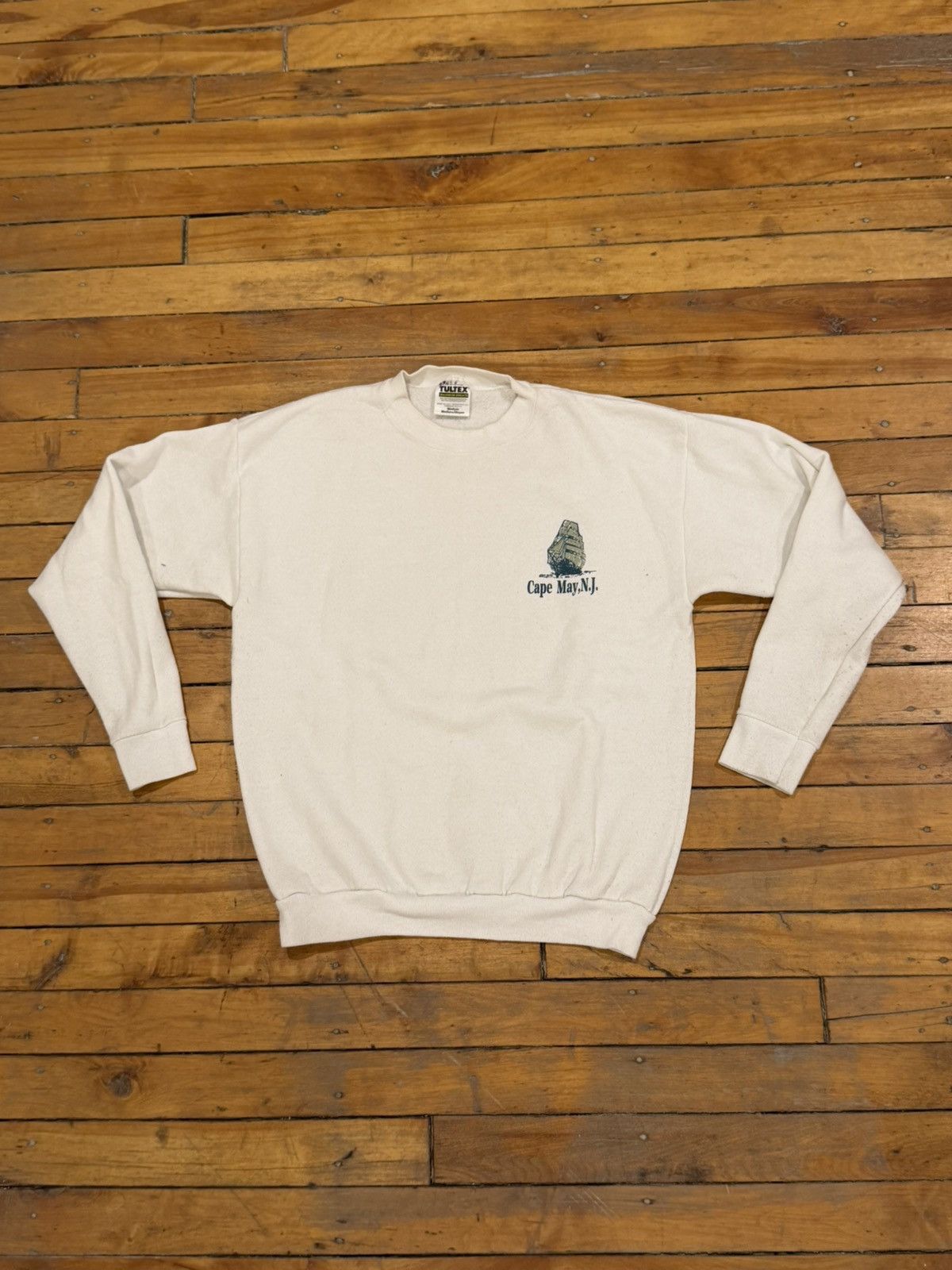 Vintage Vintage Tultex Cape May New Jersey White Crewneck Sweatshirt Size US M / EU 48-50 / 2 - 2 Thumbnail