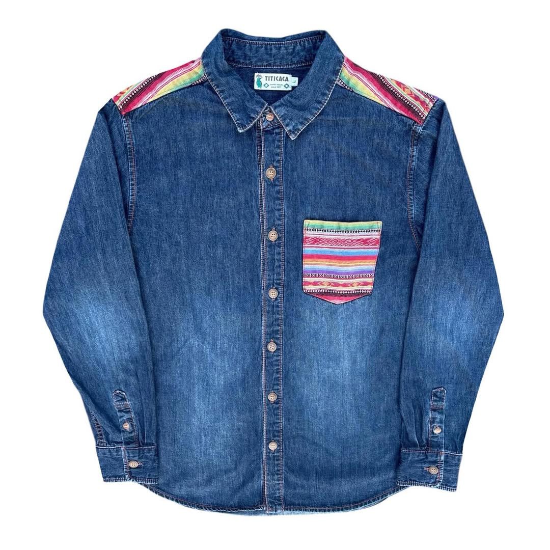 Titicaca Mexican Pattern Pocket Denim Shirt
