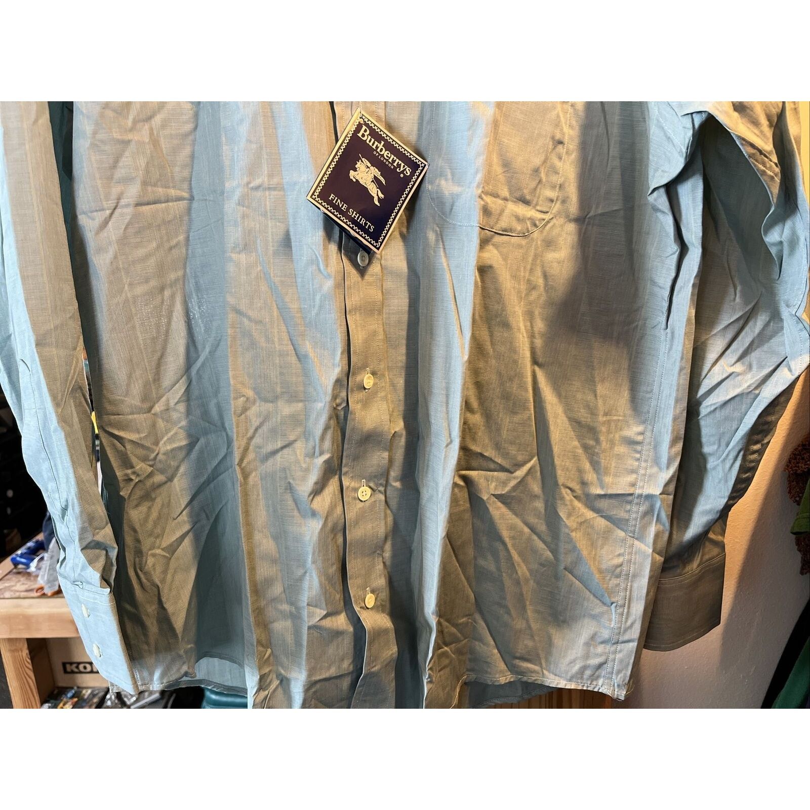 Burberry Burberry Men’s 16.5 34 Green Grey LS Button Up Cotton Shirt Size US L / EU 52-54 / 3 - 9 Thumbnail