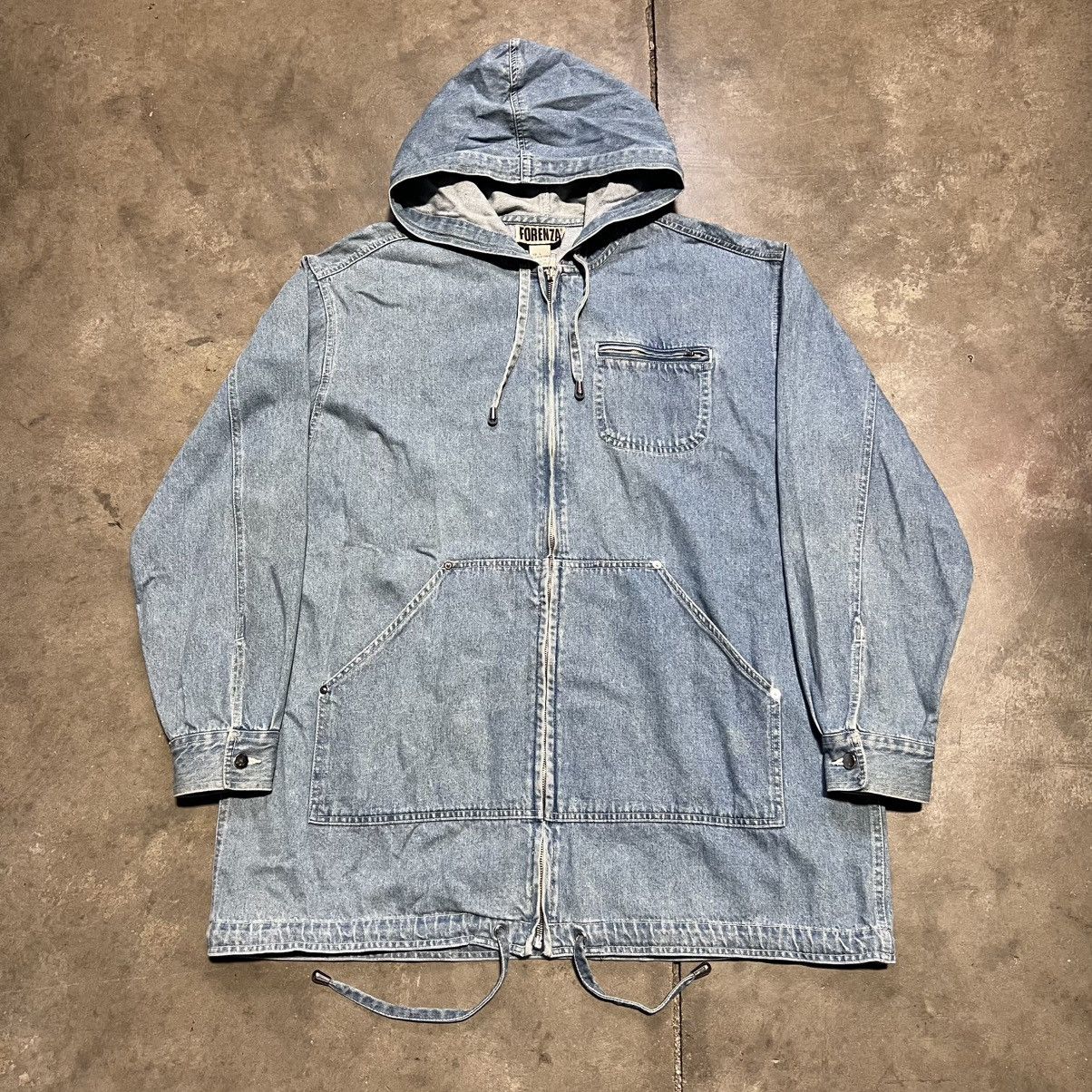 Vintage Vintage 90s Denim Chore Jacket Parka Overcoat Trench Faded Size US L / EU 52-54 / 3 - 1 Thumbnail