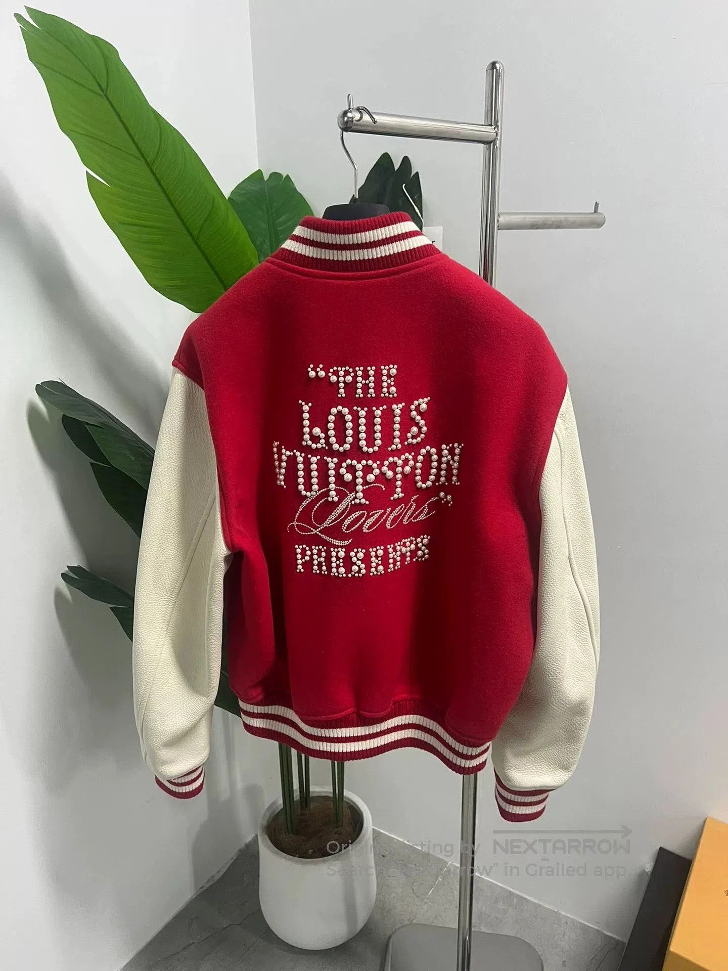 Louis Vuitton lv red white leather baseball jacket. Size US L / EU 52-54 / 3 - 2 Thumbnail