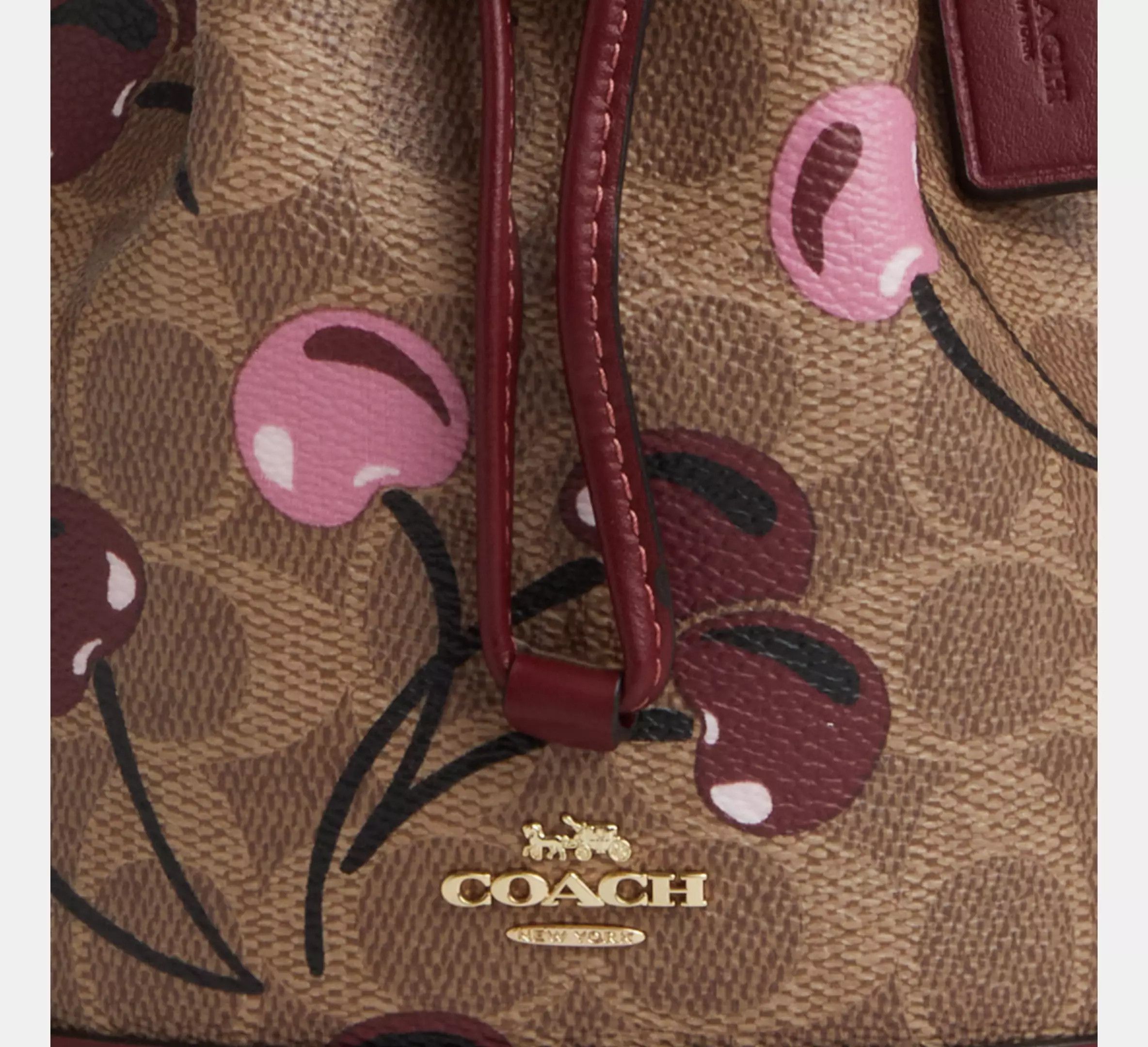 Coach 🍒 Mini Bucket Bag In Signature Canvas With Cherry CY738 Size ONE SIZE - 13 Thumbnail