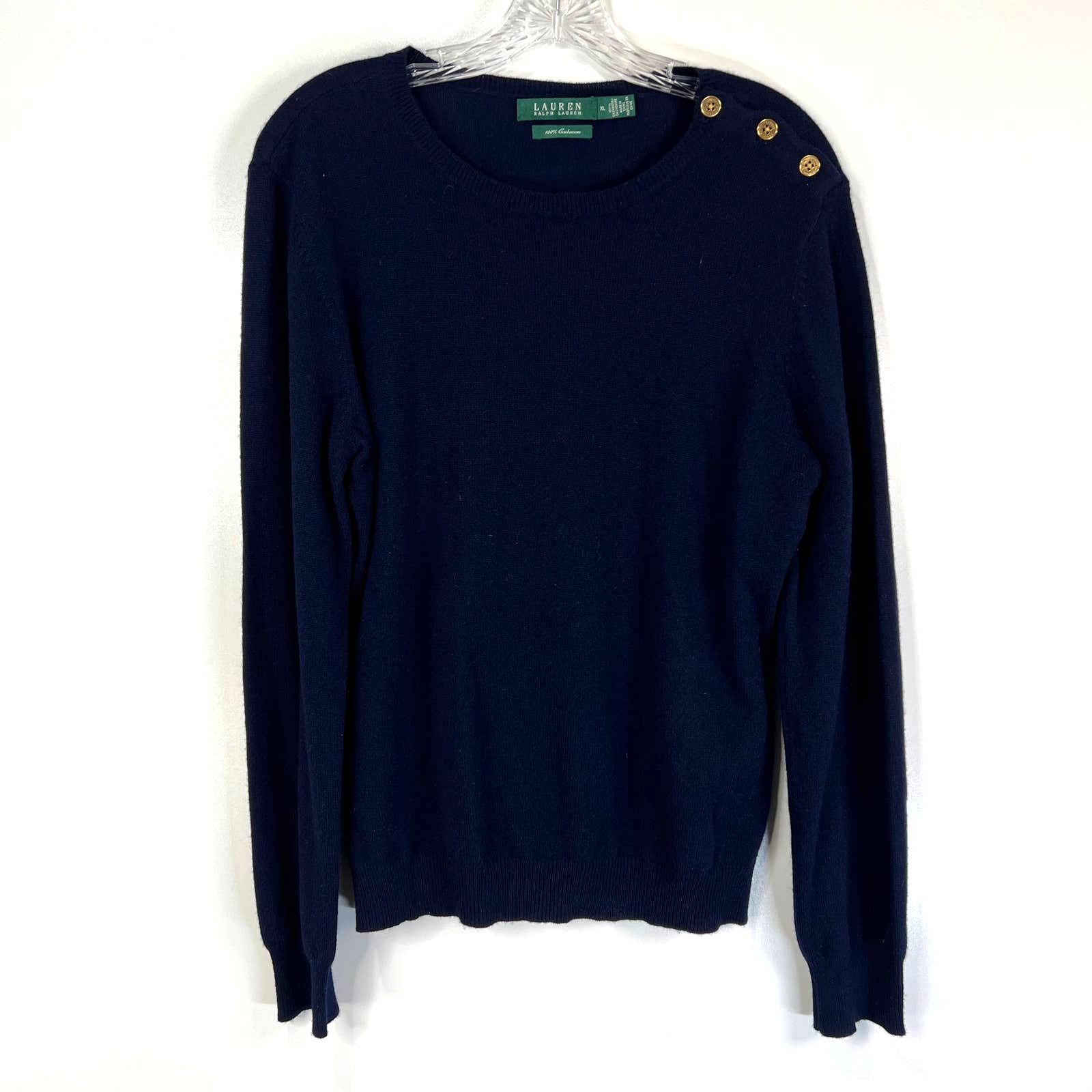 Lauren Ralph Lauren Lauren Ralph Lauren Cashmere Sweater Navy Blue Size XL / US 12-14 / IT 48-50 - 2 Thumbnail