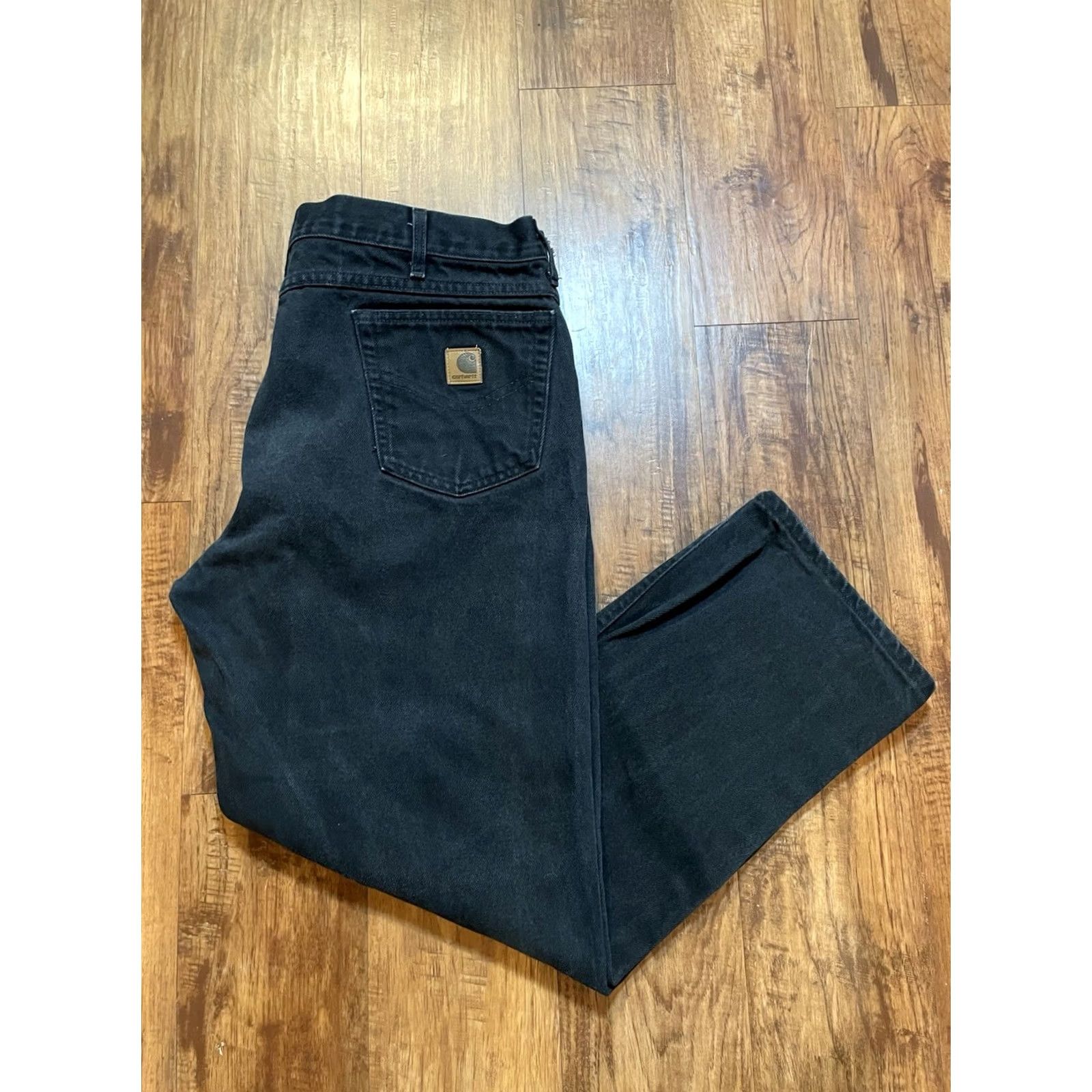 Carhartt Carhartt Jeans Mens 38x28 Black Relaxed Denim Straight Logo Pocket Regular denim Workwear UB177 BLK F560 Size US 38 / EU 54 - 2 Thumbnail