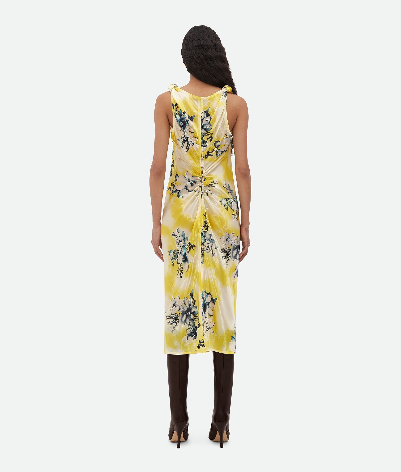 Bottega Veneta o1n1vont0325 Floral Cupro Midi Dress in Multicolor Size XS / US 0-2 / IT 36-38 - 3 Thumbnail