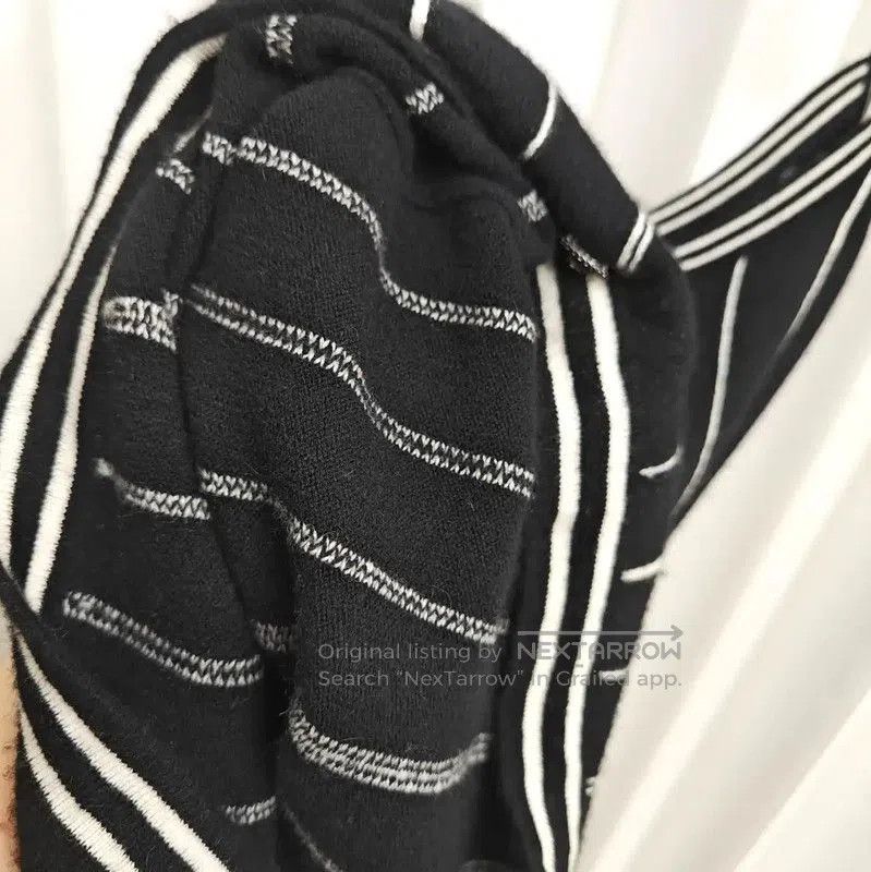 Chanel Black Striped Wool Short Sleeve Top .