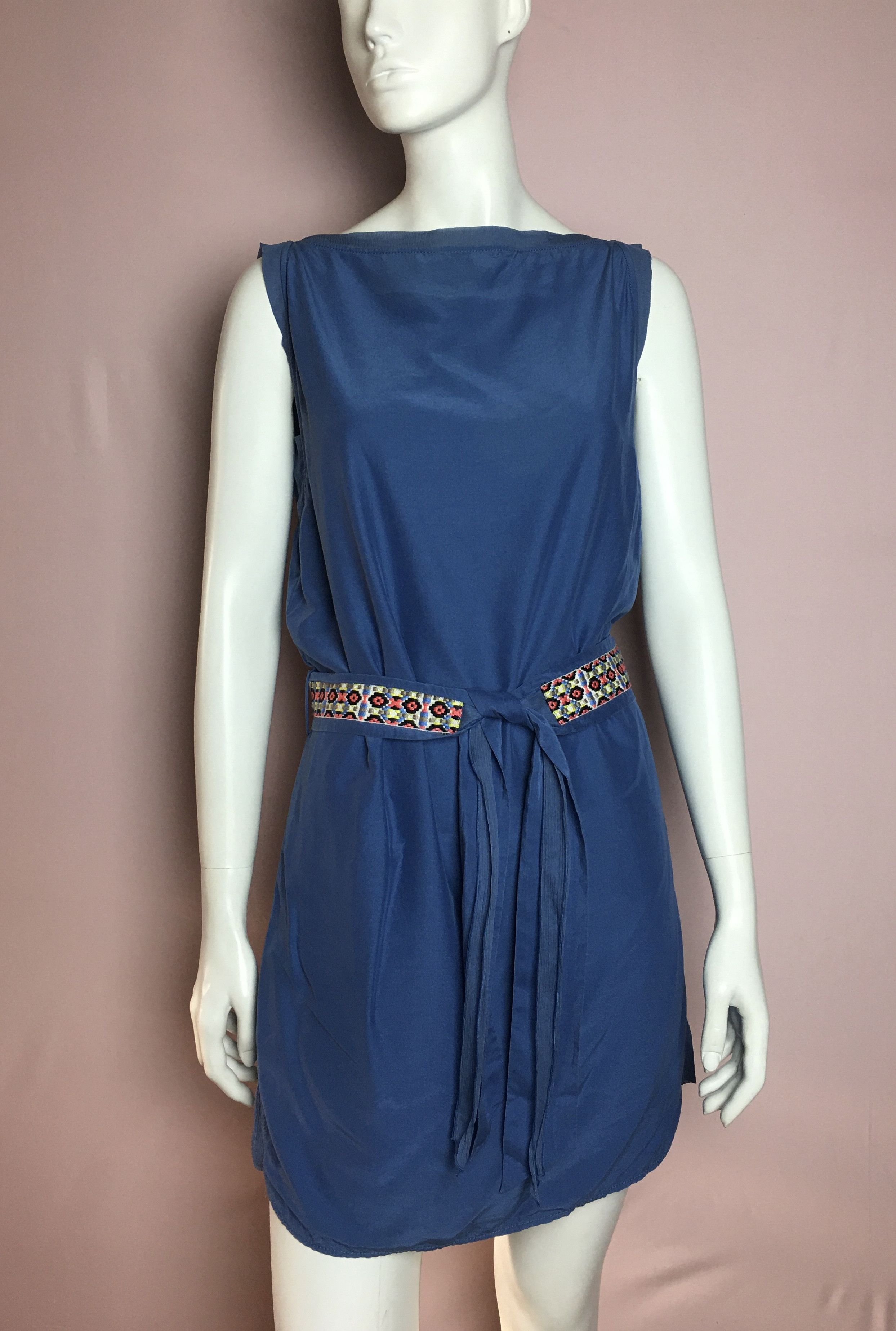 Hugo Boss Hugo Boss Silk Belted Dress Blue Size S / US 4 / IT 40 - 1 Thumbnail