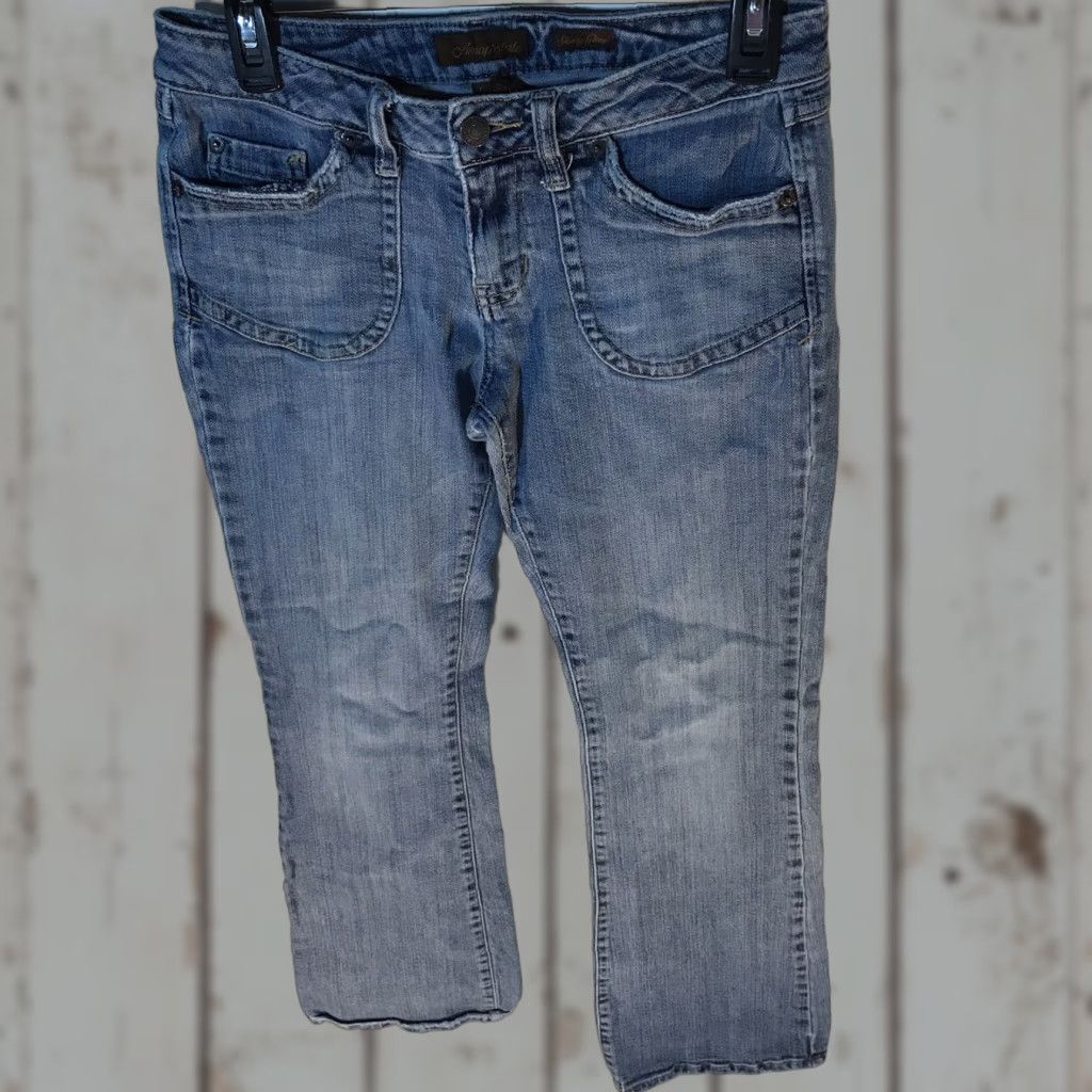 Vintage Aeropostale Jeans Juniors 5/6R Light Wash Blue Skinny Flare 28in Inseam 5-Pocket Denim Womens Size 27" / US 4 / IT 40 - 1 Thumbnail