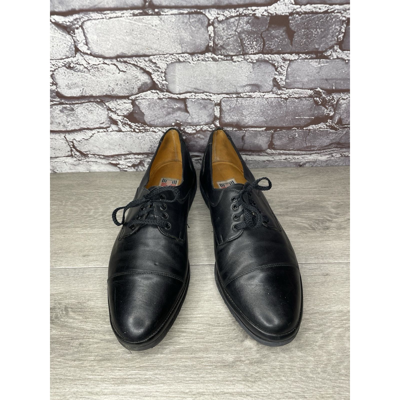 Other Michel Lazardi Black Leather Cap Toe Oxfords Lace Shoes Men Size US 11.5 / EU 44-45 - 3 Thumbnail