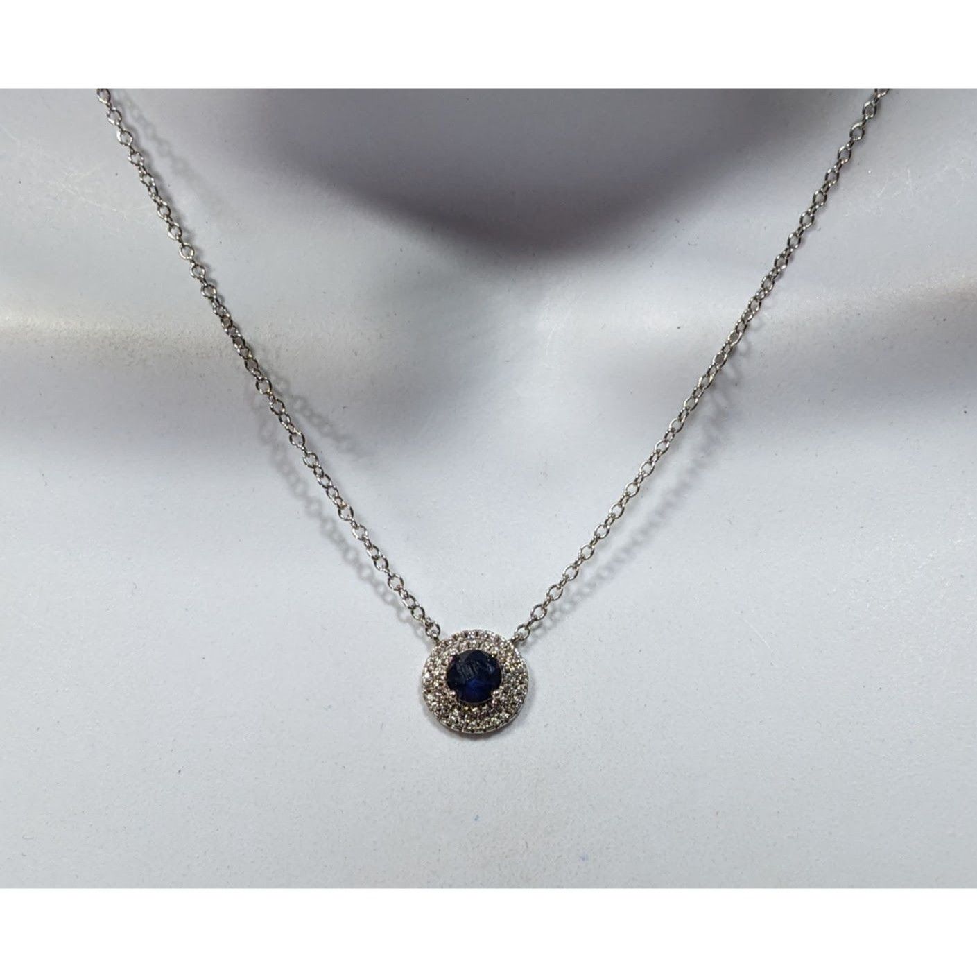Other Elegant Double Halo Sapphire And Diamond Dainty Pendant Neck Size ONE SIZE - 5 Thumbnail