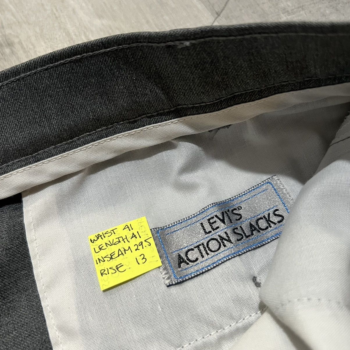Levi's × Vintage VTG Levis Sta-Prest Grey Straight Action Slacks 90s Trousers Size US 41 - 4 Thumbnail
