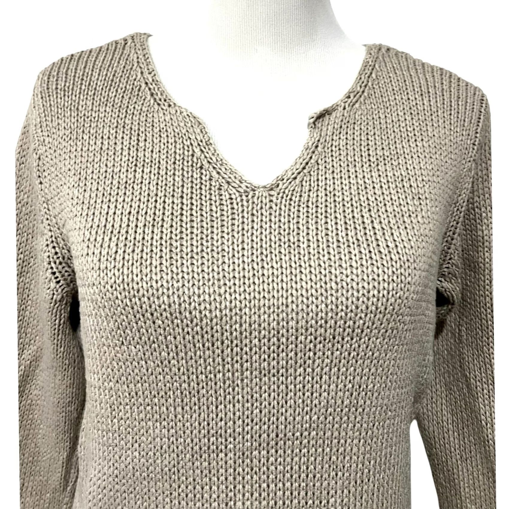 J. Jill VINTAGE J. Jill Women's Sweater Pullover Tunic XL Beige Mercerized Cotton Long Sleeve Size XL / US 12-14 / IT 48-50 - 3 Thumbnail