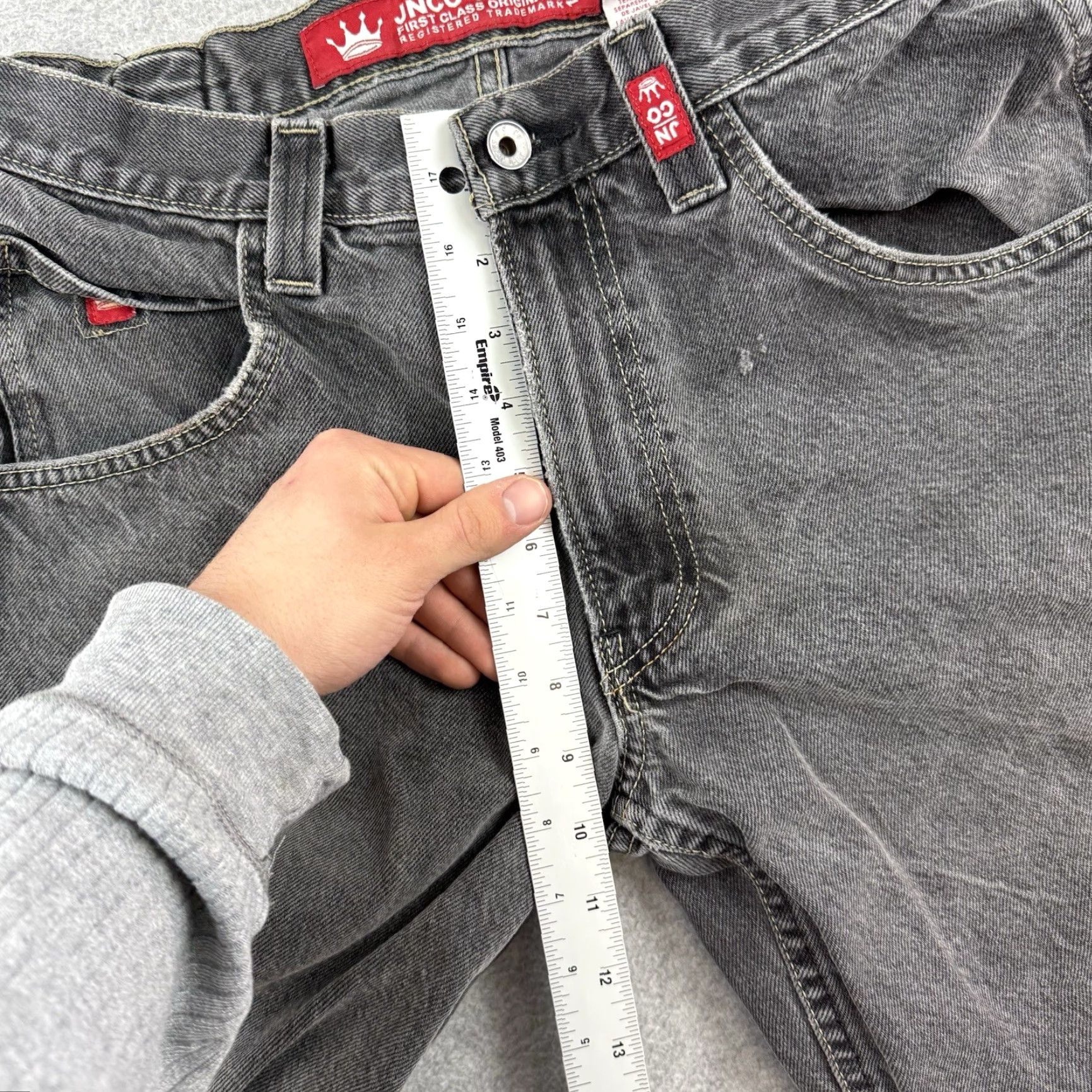 JNCO VINTAGE JNCO DenIM Short Jeans Baggy Wide Leg Gray Carpenter Bulldog 90s Grunge Mens 30 Black Denim 5-Pocket Baggy Style Size US 30 / EU 46 - 7 Thumbnail