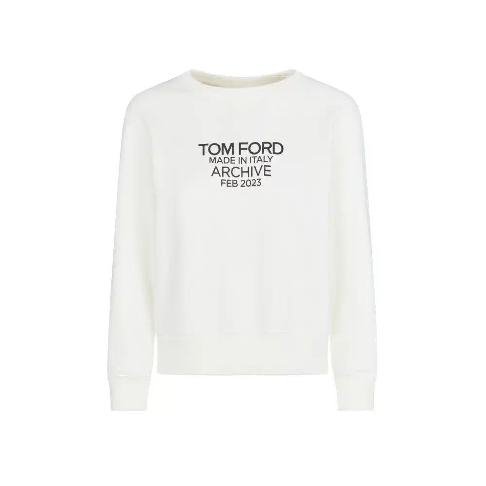 Tom Ford o1loc1c0525 FLJ055 Cotton Sweatshirt in White Size L / US 10 / IT 46 - 1 Thumbnail