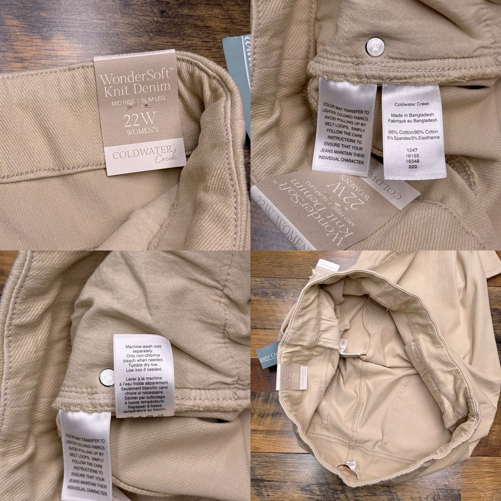 Coldwater Creek Coldwater Creek Jegging Womens 22W Stone Mod Rise Knit Denim Pull On Slim 5-Pocket Brown Cotton Spandex Womens Plus Jeans Size 40" / US 18 - 8 Thumbnail