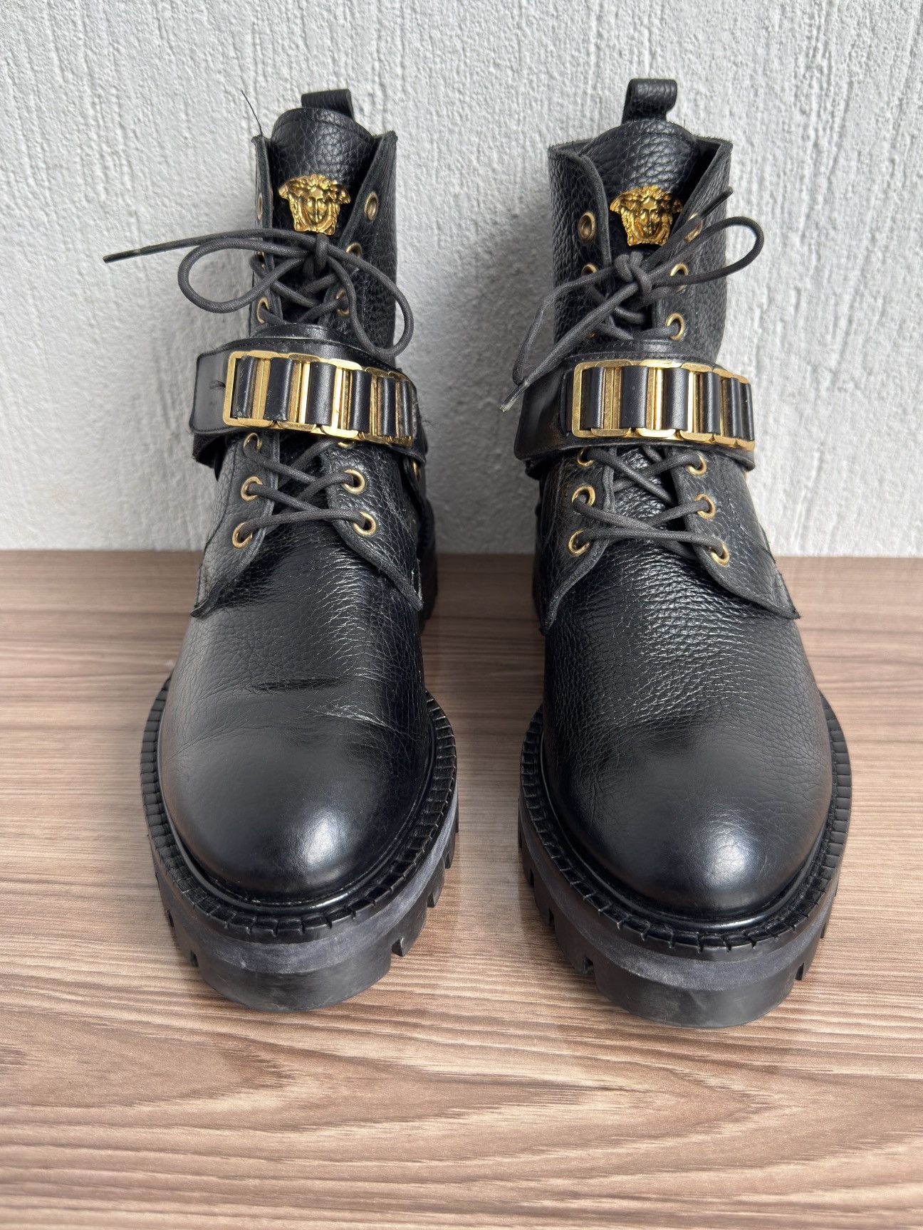 Versace ❗️🔥Medusa logo strapped combat boots Size US 7.5 / EU 40-41 - 8 Thumbnail