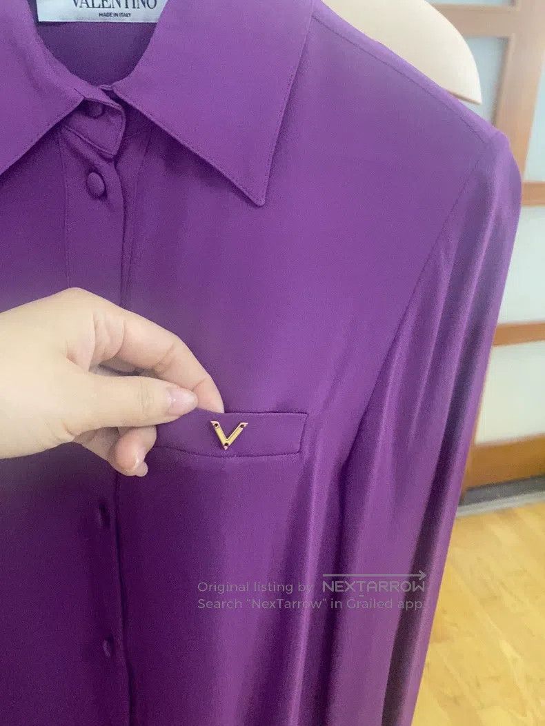 Valentino Valentino Silk logo shirt Size S / US 4 / IT 40 - 3 Thumbnail