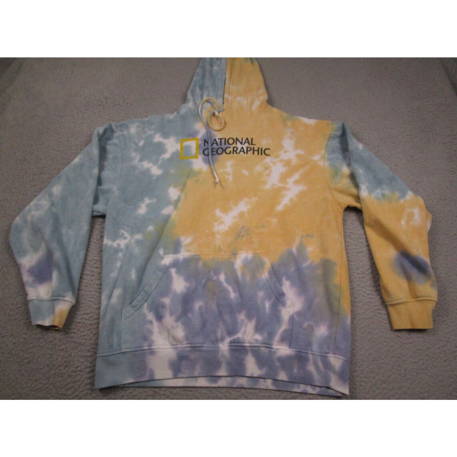 Vintage National Geographic Sweater Womens Large Yellow Tie Dye Hoodie Pullover Grailed