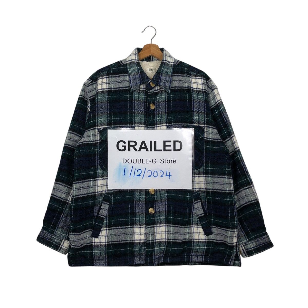 Japanese Brand 📌Vintage Button Jacket Dadge Tartan Design Sherpa Lining Size US L / EU 52-54 / 3 - 1 Thumbnail