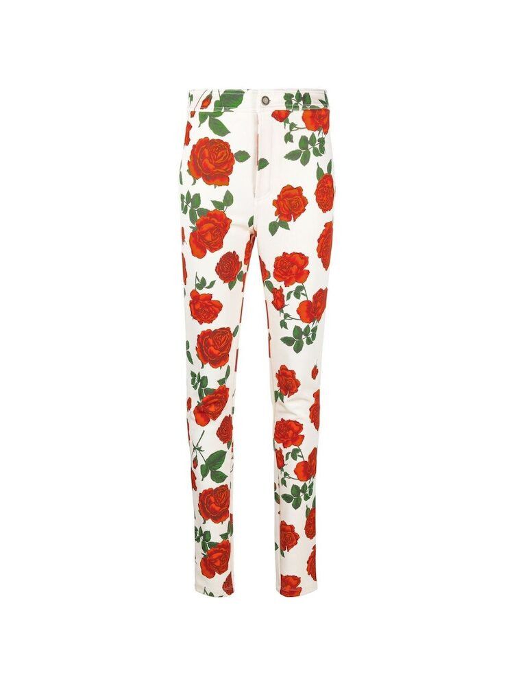 Saint Laurent Paris o1s1wg110924 Slim-Fit Pants Silky Rose Jersey in Multicolor Size 25" / US 0 / IT 36 - 1 Thumbnail