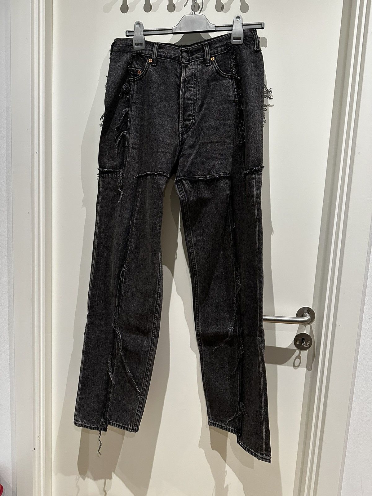 image of Vetements Reworked Jeans in Black, Men's (Size 32)