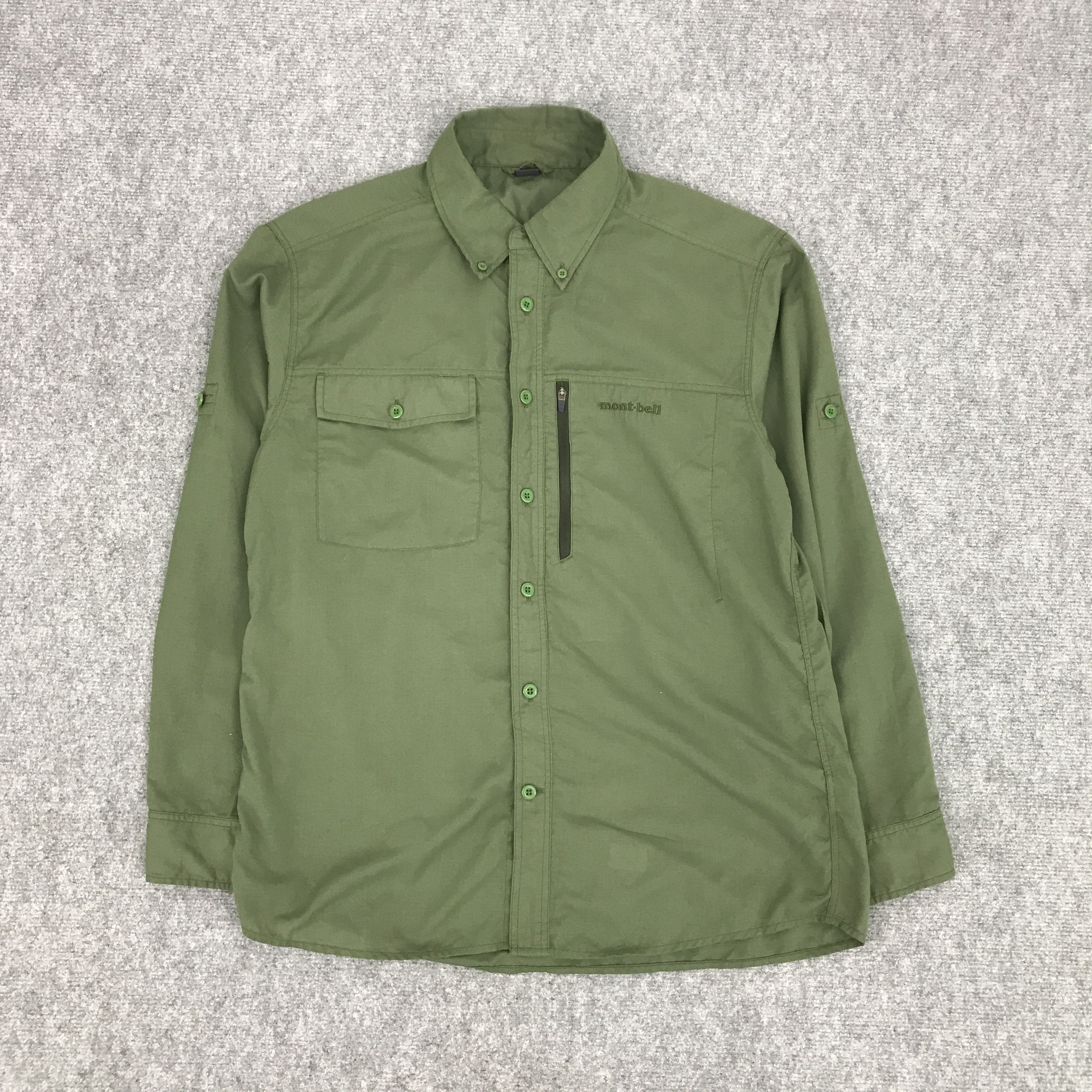 Japanese Brand × Montbell MONT-BELL OUTDOOR GREEN BRAND BUTTON UP TSHIRTS Size US L / EU 52-54 / 3 - 1 Thumbnail