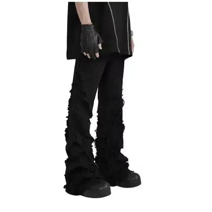 Japanese Brand Black Frayed Stacked Denim Jeans Size US 32 / EU 48 - 1 Thumbnail