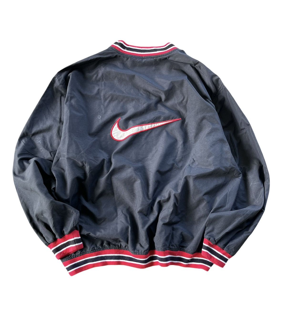 Nike × Vintage 🔥Nike Vintage Big Swoosh Embroidery V Neck Jacket 90s Size US XL / EU 56 / 4 - 1 Thumbnail