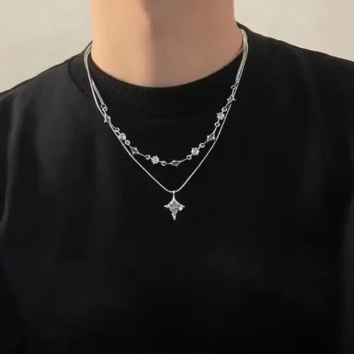 Japanese Brand Electro Chain Crystal Stone Silver Abstract Star Pop Fantasy Size ONE SIZE - 1 Thumbnail