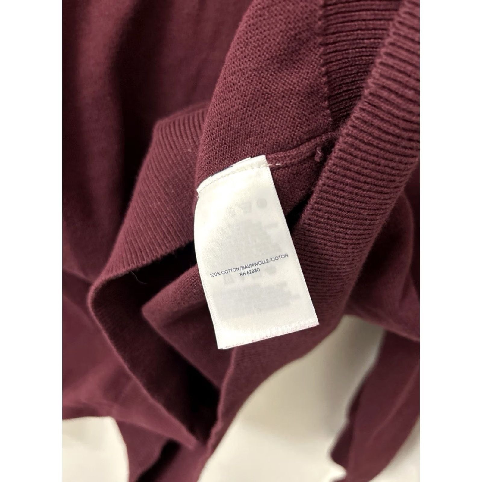 Lands' End Lands' End Mens Sweater V-Neck Pullover Burgundy 100% Cotton L Regular Long Sleeve Size US L / EU 52-54 / 3 - 7 Thumbnail