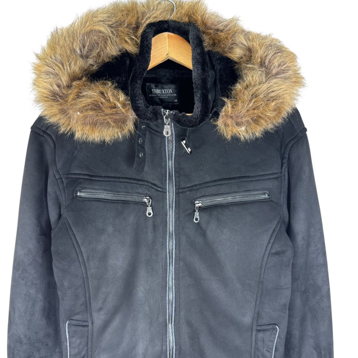 If Six Was Nine 🌟THRUXTON FUR HOODIE SYNTHETIC LEATHER JACKET Size M / US 6-8 / IT 42-44 - 2 Thumbnail