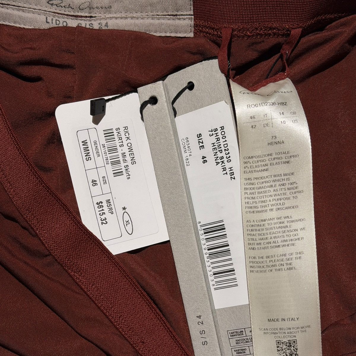 Rick Owens SS24 Lido runched shrimp midi skirt Size 32" / US 10 / IT 46 - 3 Thumbnail