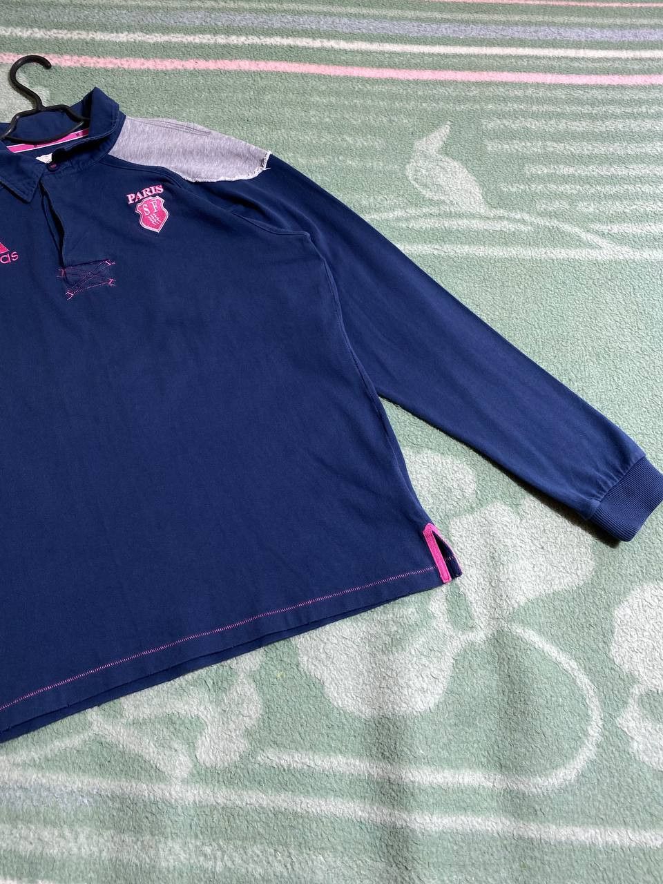 Adidas × Vintage Vintage Adidas 00s Box Big Logo Navy Crewneck Sweatshirt Size US XXL / EU 58 / 5 - 14 Thumbnail