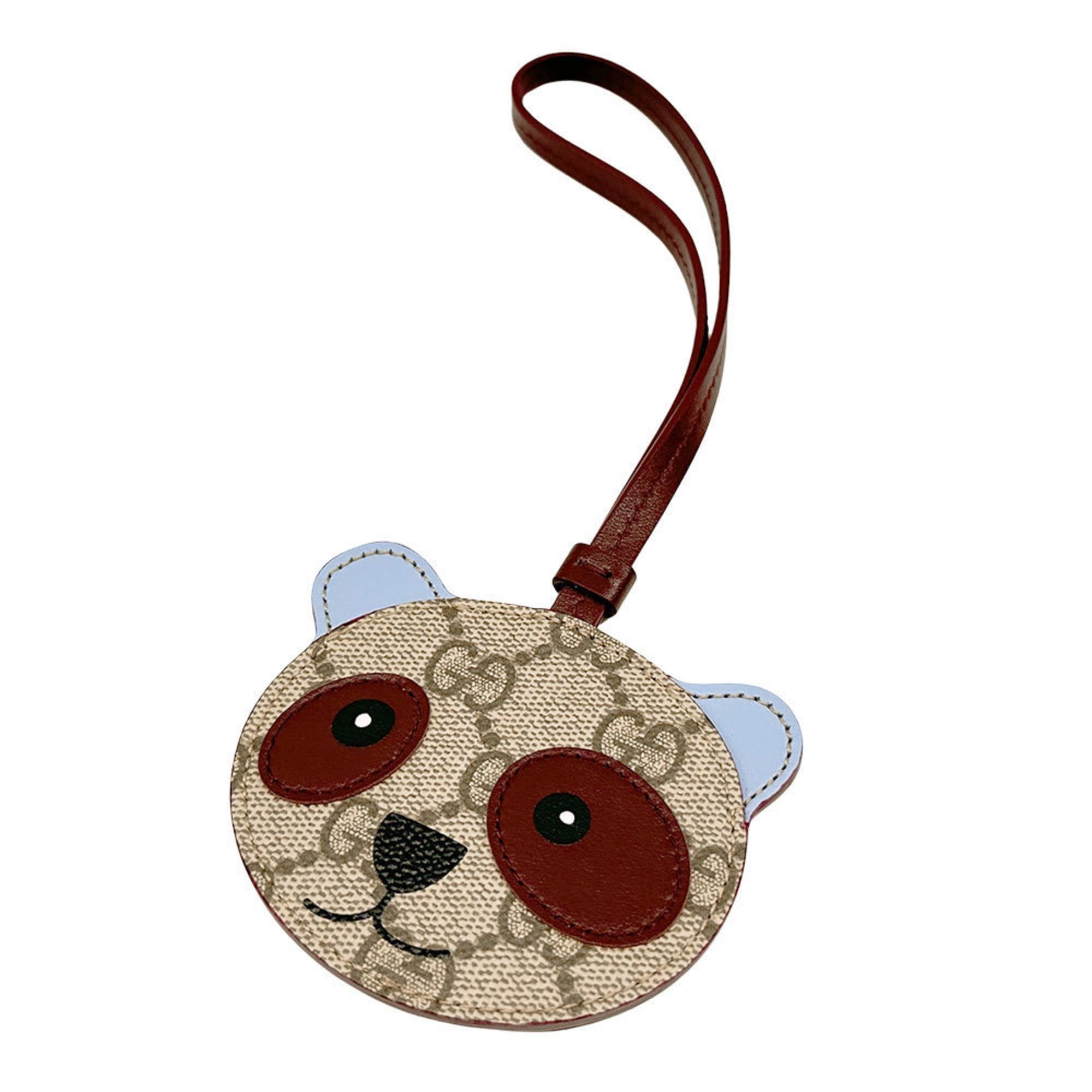Gucci Gucci GG emblem panda-shaped bag charm for men and women, made of Supreme canvas in beige red, item number 821811. Size ONE SIZE - 1 Thumbnail