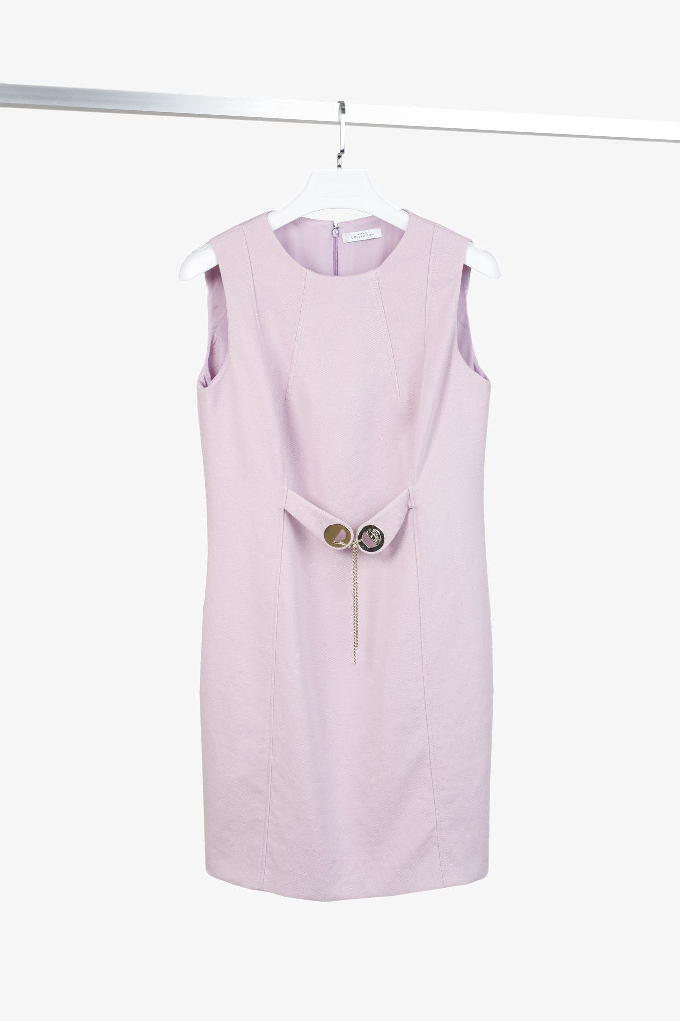 Versace Versace Lilac Knit-Ponte Embellished-Waist Sleeveless Dress Size L / US 10 / IT 46 - 1 Thumbnail