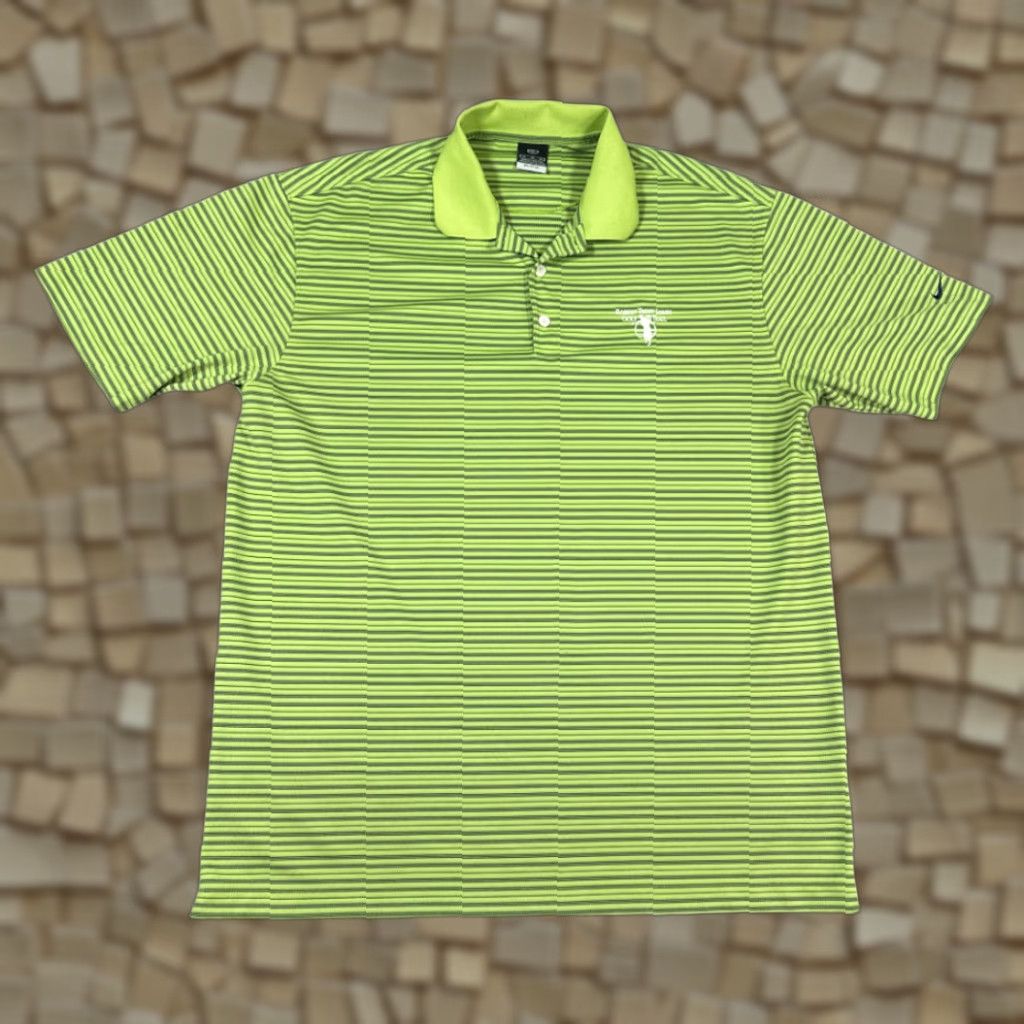 Nike Nike Golf Polo Shirt XL Adult Green Striped Dri-Fit Nike Golf, Short Sleeve, Button Closure, Collared, Polyester, Mens Size US XL / EU 56 / 4 - 1 Thumbnail