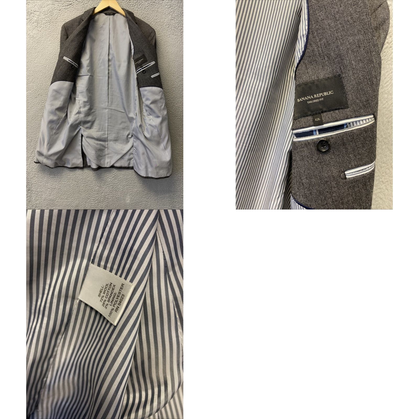 Banana Republic BANANA REPUBLIC Men's Sport Coat Jacket Blazer 42L Gray Wool Blend Short Regular Size 42L - 8 Thumbnail
