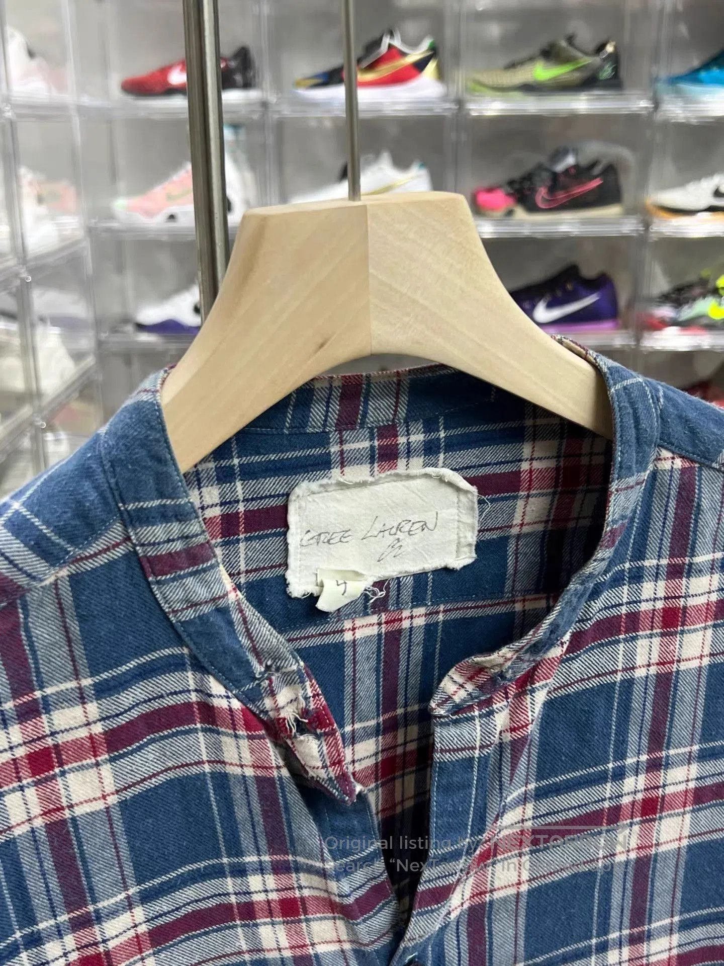 Greg Lauren Blue Plaid Button. Size US XL / EU 56 / 4 - 2 Thumbnail